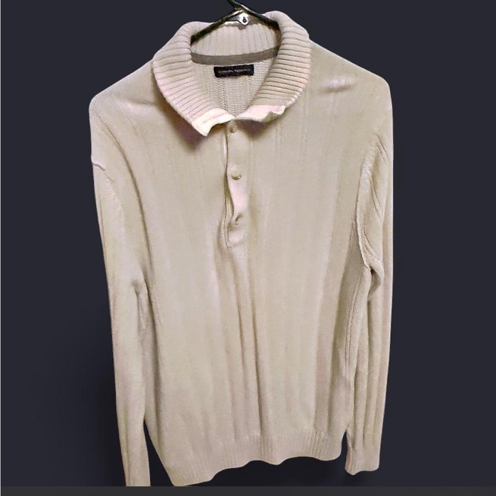 Men's Banana Republic Cream Ribbed Shawl Collar Pullover Sweater